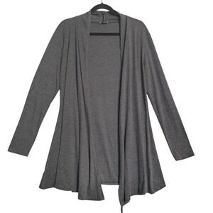 Acevog Cardigan Women Medium Gray Open Front Long Sleeve Draped Relaxed Fit